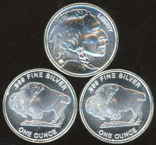 3 1 Troy Ounce Buffalo Silver Rounds