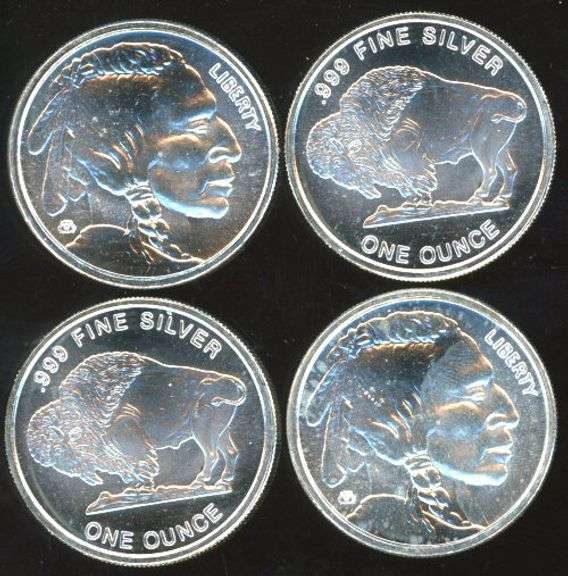 4 1 Troy Ounce Buffalo Silver Rounds