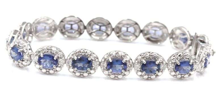 Enamoring Designer Oscar Friedman 9.76CTW Oval Faceted Tanzanite & Diamond Bracelet in 14K White Gol