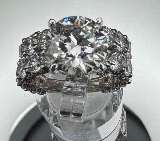 14K White Gold Round Wedding Band and Engagement Ring Set of 12.70