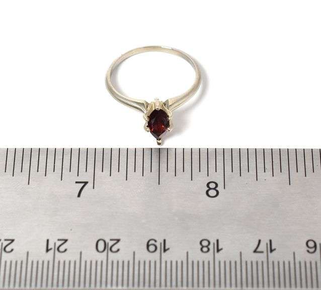 Darling 14K White Gold Red Garnet Gemstone Ring