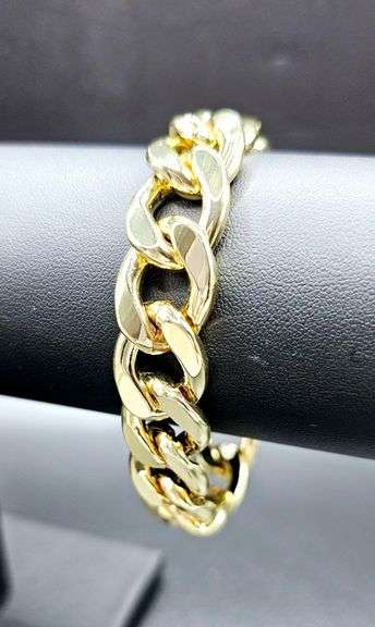 Huge 64.9 Gram 14 Kt Yellow Gold Plate Curb Link Bracelet