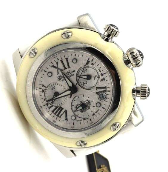 Glam Rock white dial stainless steel watch