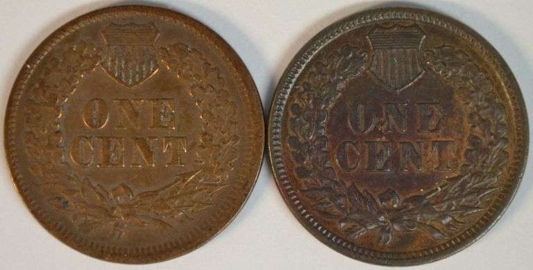 1865 in XF and 1883 in Choice AU Indian Head Cents