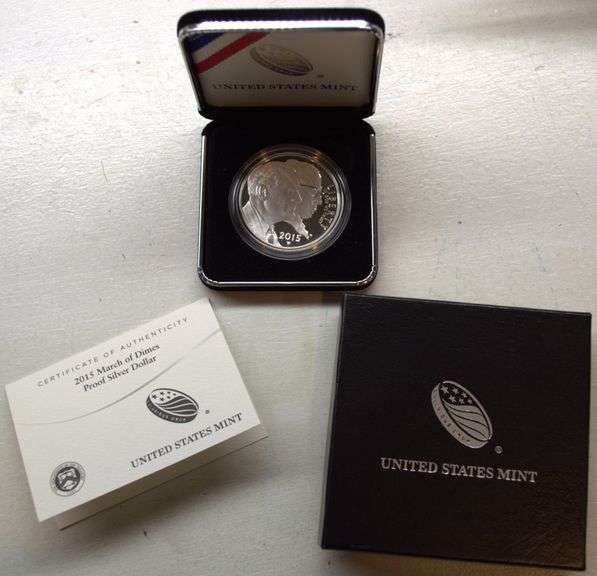 2015-W March of Dimes Proof Silver Dollar – Original Box & COA
