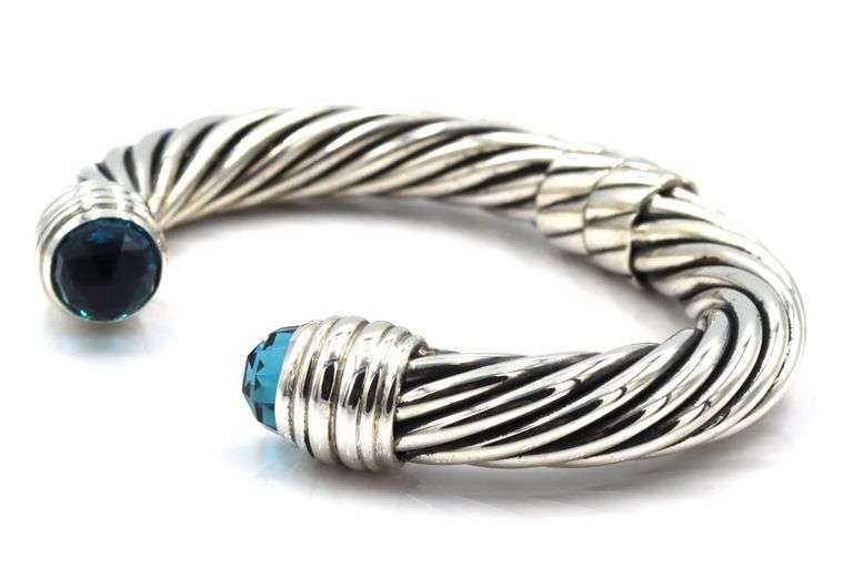 David Yurman 10mm blue topaz cuff bangle