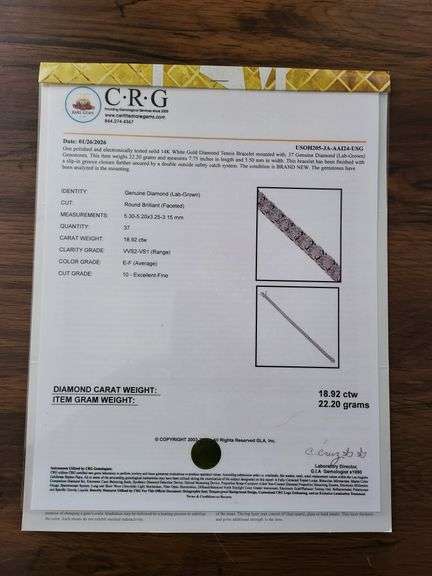 18.92 CTTW Lab Diamond Tennis Bracelet