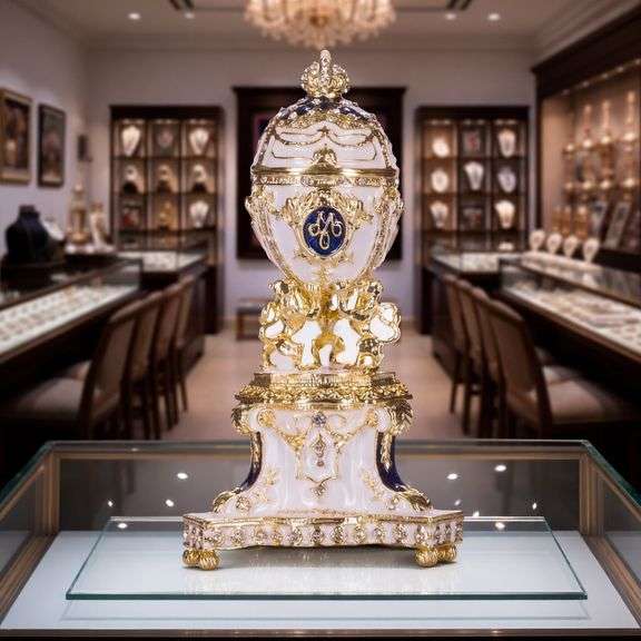 Fabergé Style Royal Danish Jubilee Egg Trinket Box