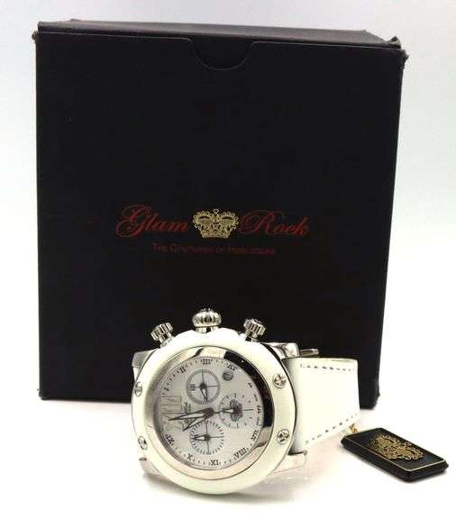 Glam Rock white dial stainless steel watch