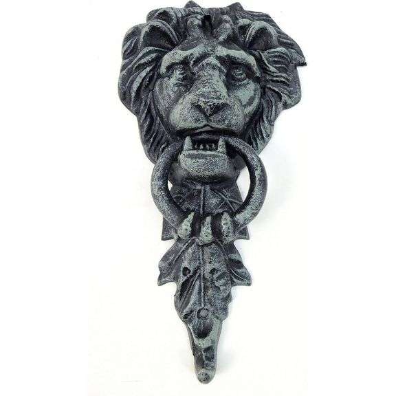 Verdigris Lion Head Cast Iron Door Knocker