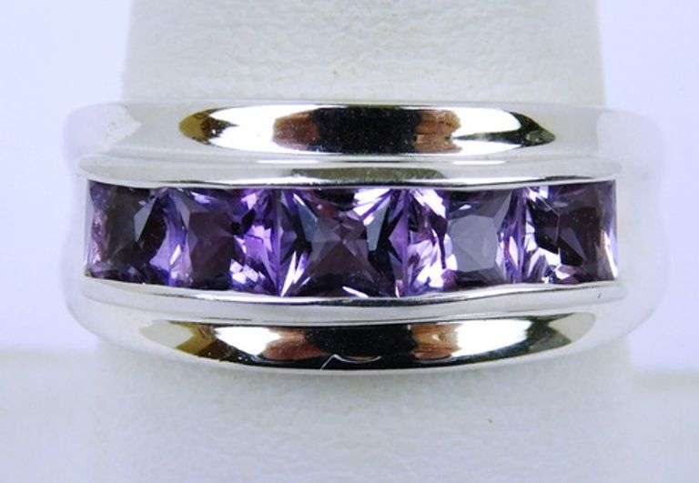 Sterling Silver Amethyst Ring, Size 8