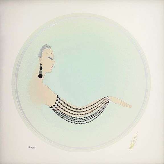 Erte "Onyx Sleeve" Estate Serigraph with Foil Stamping Framed