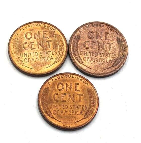 Two Red  Unc 1909 VDB & a 1909 Red Unc Lincoln Cent
