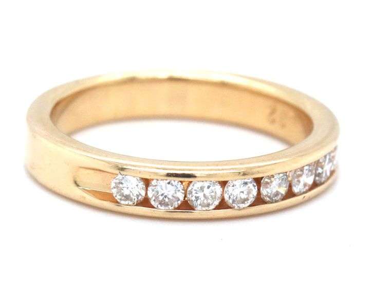 Useful 14K YG Stackable Channel Set Diamond Band
