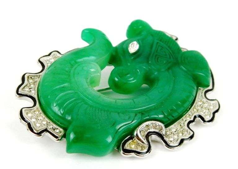 Vintage KJL Dragon Fish Brooch