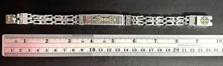 50 Gram14 Kt. White Gold Plate Byzantine Bracelet