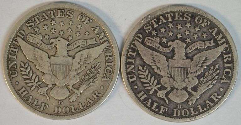 1906-D & 1912-D Barber Half Dollars in nice Fine
