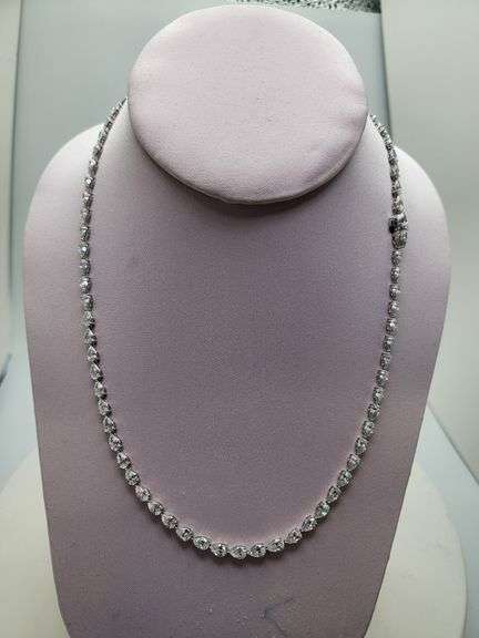 Incredible 18.70 CTTW Lab Diamond Riviere Necklace in 14KT White Gold