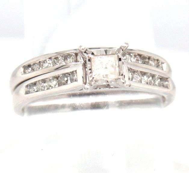 10kt White gold princess cut diamond wedding set