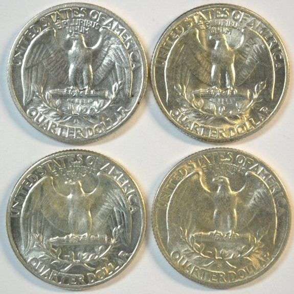 Choice BU 1941-S, 1942, 1943, & 1943-S Washington Quarters