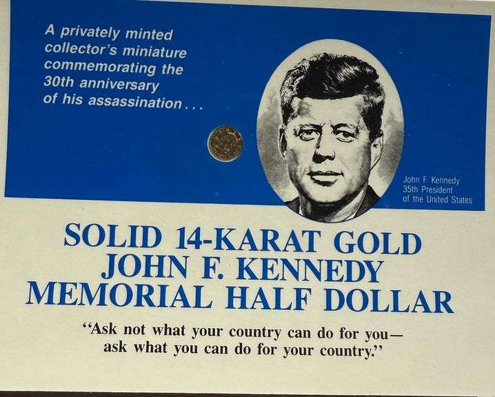 Solid 14 K Gold JFK Memorial Half Dollar