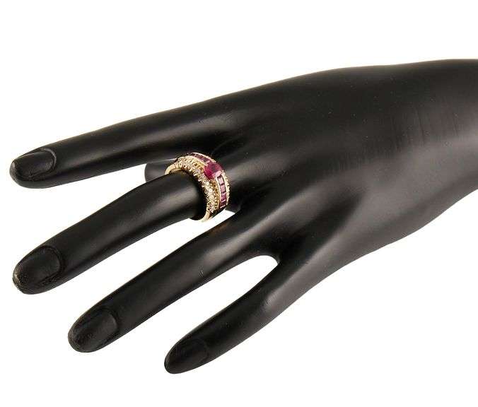 1.00ctw Ruby and 0.50ctw Diamond Triple Row Band Ring in 14K