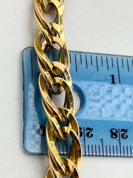 18KT Yellow Gold 9MM Double Curb Link Bracelet