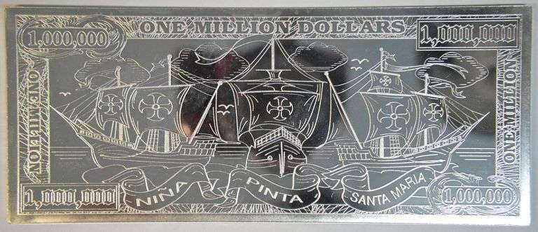 Gorgeous Prooflike 4 Troy Oz pure .999 fine silver $1 Million bar dated 2000