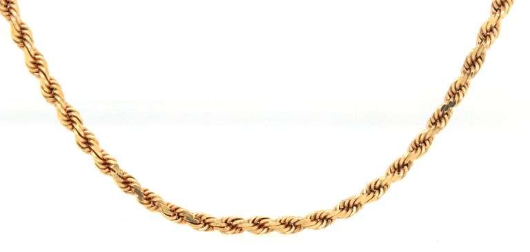 Practical 14K YG 20" Diamond Cut Rope Necklace