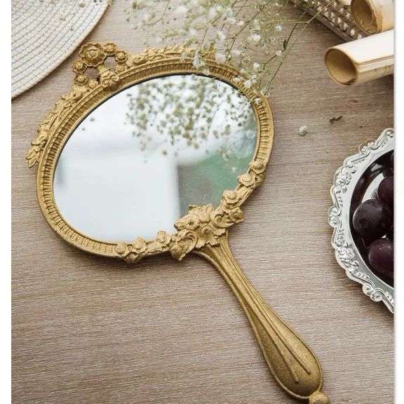French Alloy Wall Mirror with Hand-Held