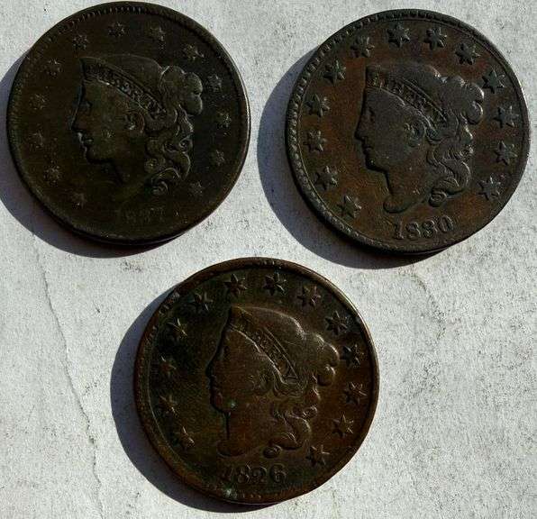 1826 Close Date 1830 LL 1837 Plain Hair LL Large Cents