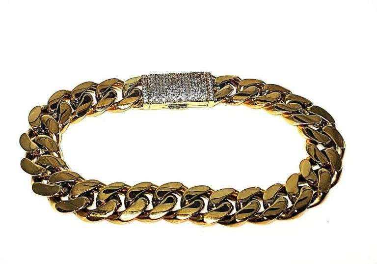 Huge Yellow Gold Plate Cuban Curb Link Bracelet