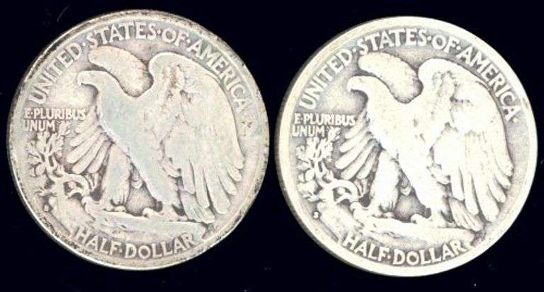 2 Different Walking Liberty Half Dollars: 1928-S & 1929-D