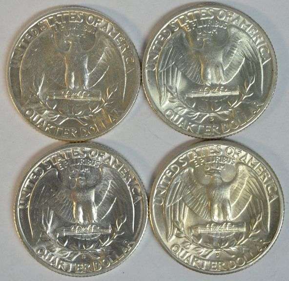 Superb Gem BU 1941, 41-D, 43-D, & 1943-S Washington Quarters