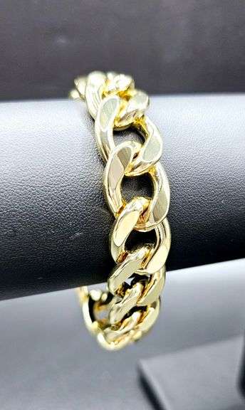 Huge 63.5 Gram 14 Kt Yellow Gold Plate Curb Link Bracelet