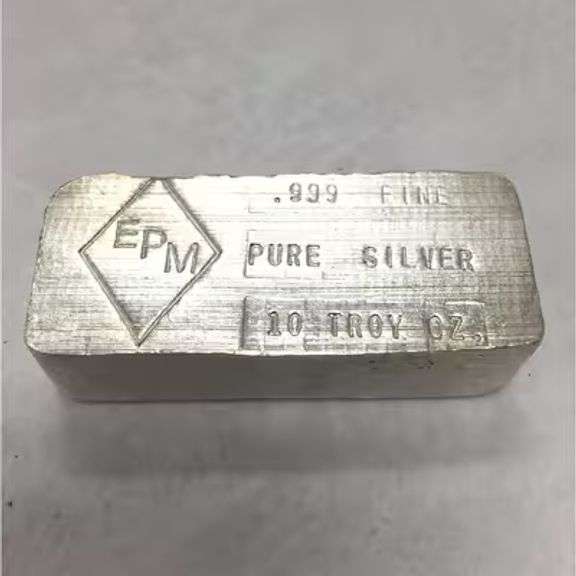 Collectible Vintage Poured EPM 10 oz. Silver Bar