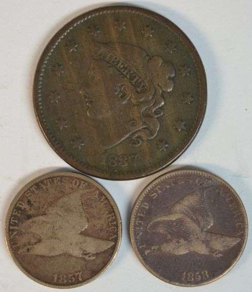 Nice VF 1837 Large Cent and Flying Eagle Cents from 1857 & 1858