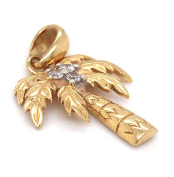 14kt Yellow gold Palm tree pendant