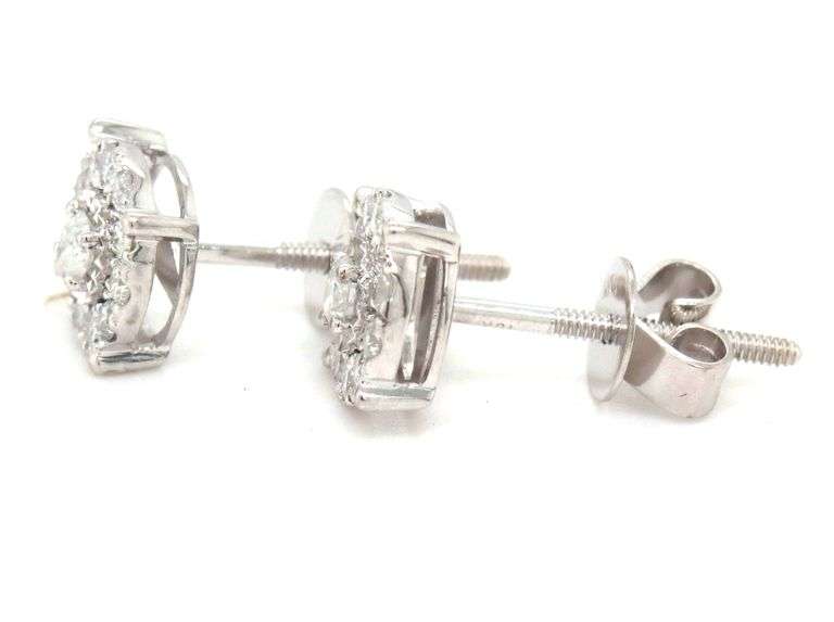 10kt White gold 1/3ctw halo diamond earrings