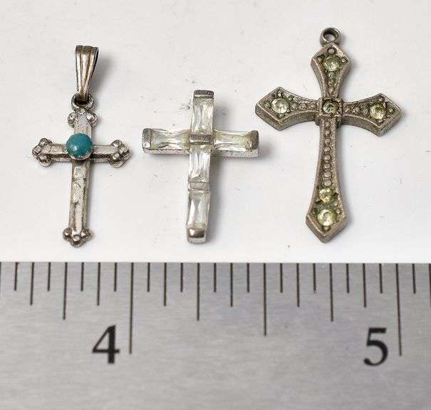 Three Cross Pendants in Sterling Silver