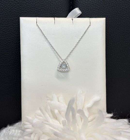 Beautiful center dancing Natural Blue topaz with side moissanite stone pendant