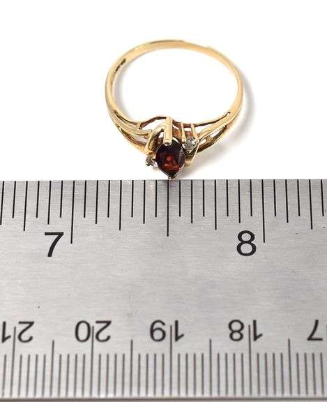 Elegant 10K Yellow Gold Red Garnet Gemstone Ring