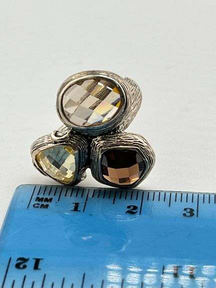 925 Sterling Silver Silpada Harmony Facetyed CZ Glass Ring