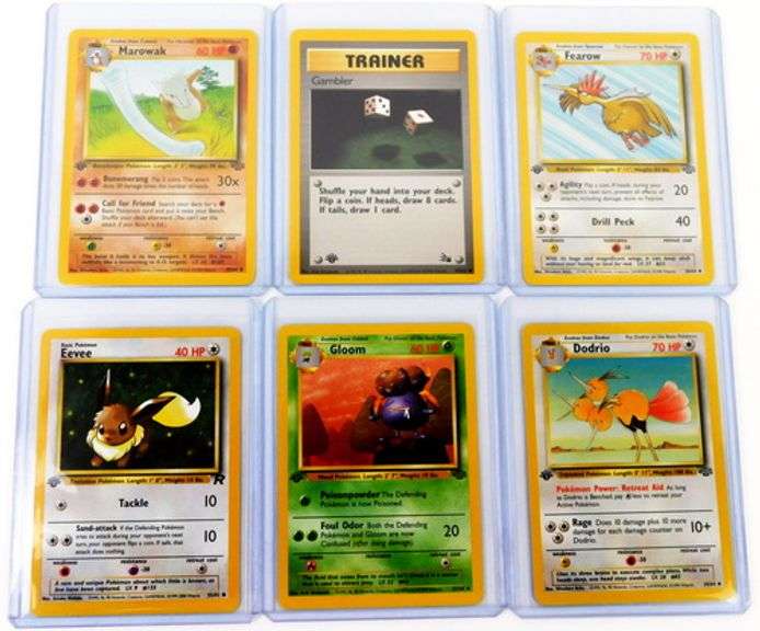 6 Pokémon 1st Edition 1999 Trade Cards