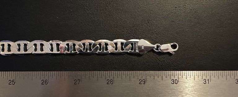 Large 77.4 Gram .925 Sterling Silver Plated Mariners Link Necklace