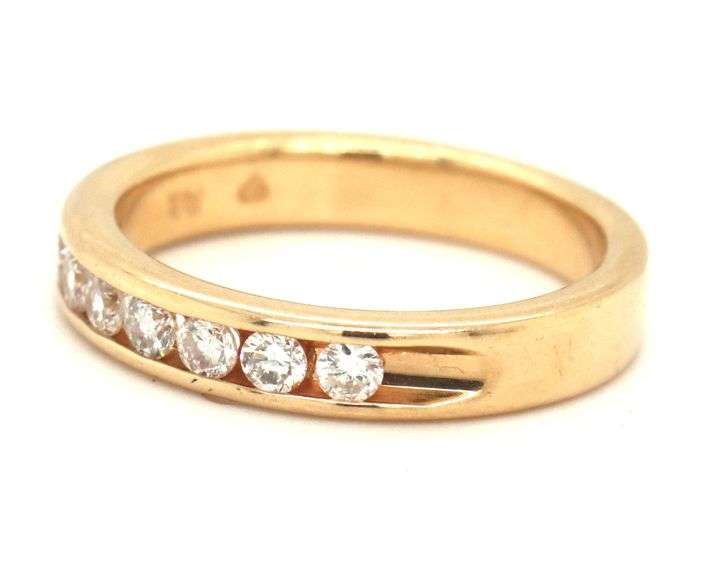 Useful 14K YG Stackable Channel Set Diamond Band