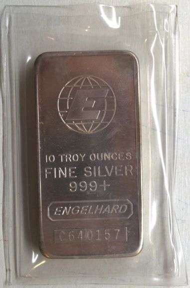 Engelhard 10 oz .999+ Fine Silver Bar | Vintage | Serialized C640157