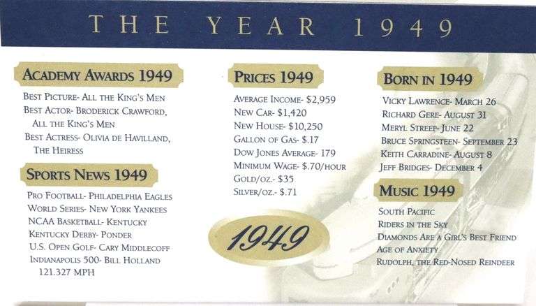 Vintage 1949 BU Year Set. P D S.