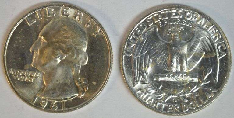 Original Choice to Gem BU roll of 40 1961-D Washington Quarters