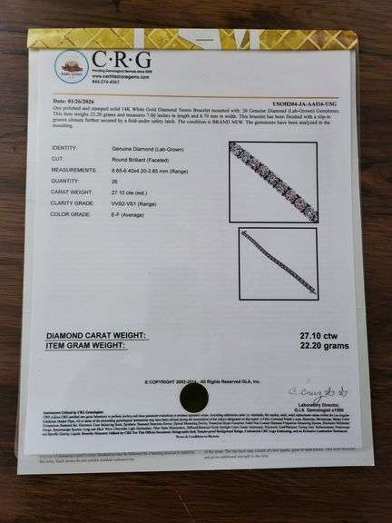 Exrtraordinary 27 CTTW Lab Diamond Tennis Bracelet